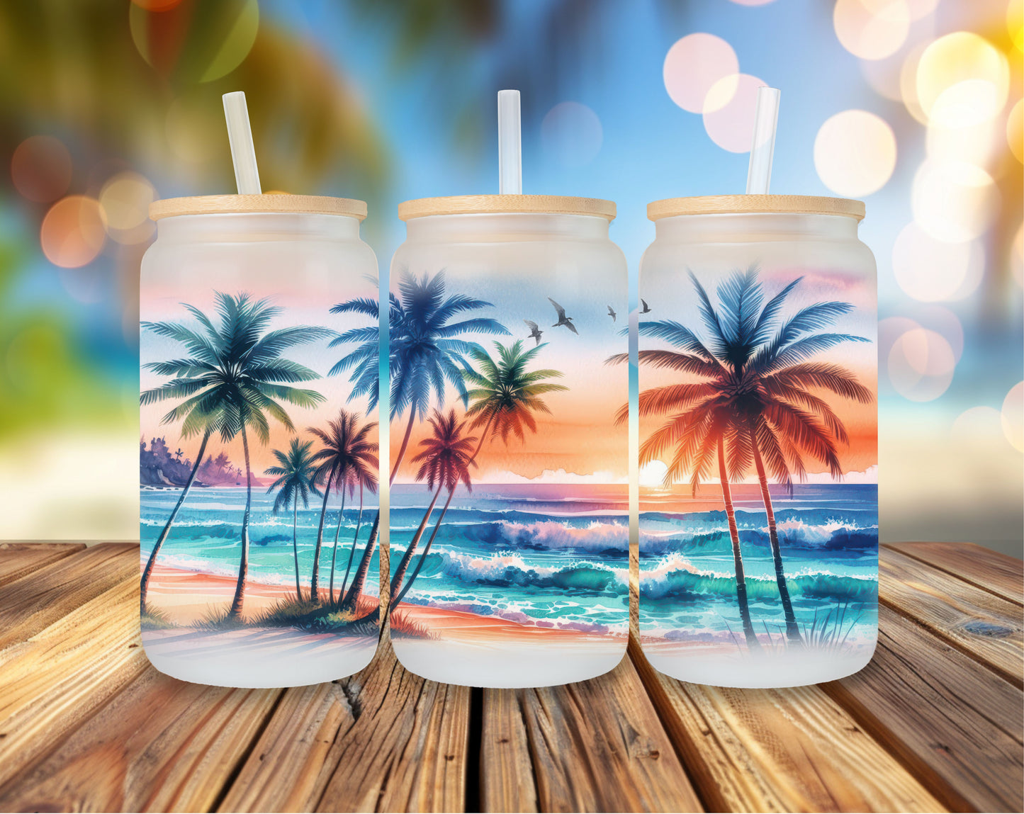 🌴 Sunset Paradise Glas