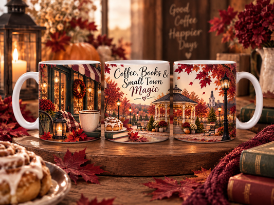 ☕ Coffee, Books & Small Town Magic – Tasse