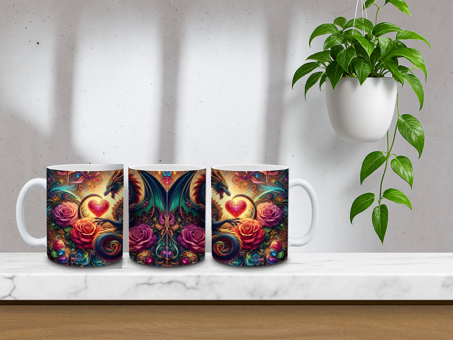 🐉 Drachen Tasse – Magisches Herz Design