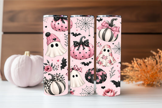 🌸 Pink Ghost Garden – 20 oz Tumbler